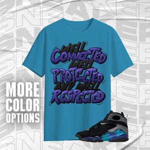 AJ 8 Aqua Well Black Blue Purple Color Shirt Match Sneaker, Bella Canvas Shirt