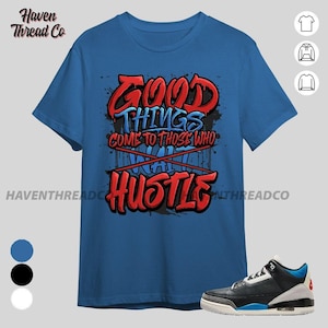 AJ 3 Rare Air Good Things Blue Black White Unisex T-Shirt, Hoodie, Sweatshirt To Match Sneaker, Bella Canvas Shirt
