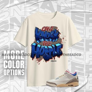 AJ 3 Seoul 2.0 Respect The Hustle Natural Red Blue Color Shirt Match Sneaker, Bella Canvas Shirt