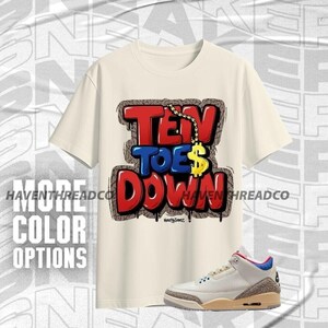 AJ 3 Seoul 2.0 Ten Toes Down Natural Red Blue Color Shirt Match Sneaker, Bella Canvas Shirt
