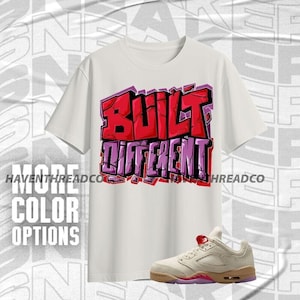 AJ 5 Low Peanut Butter Jelly Built Different Natural Purple Red Unisex T-Shirt, Hoodie, Sweatshirt To Match Sneaker, Bella Canvas Shirt