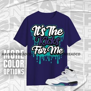 AJ 5 Grape Its The Kicks Team Navy Purple White Color Shirt Match Sneaker, Bella Canvas Shirt