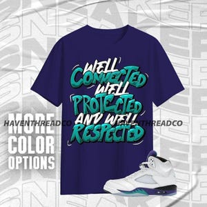 AJ 5 Grape Well Team Navy Purple White Color Shirt Match Sneaker, Bella Canvas Shirt