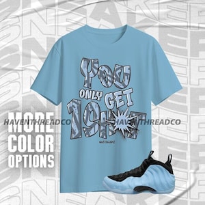 Air Foamposite Psychic Blue One Shot Nur Blau Schwarz Unisex T-Shirt Match Sneaker, Bella Canvas Shirt