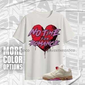 AJ 5 Low Peanut Butter Jelly No Romance Off White Red Purple Color Shirt Match Sneaker, Bella Canvas Shirt