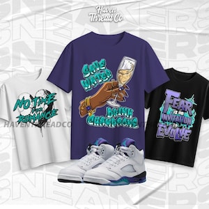 AJ 5 Grape New Shirt Collection, Navy Purple White Color Shirt to match Sneaker, Gift for Sneakerhead, Jordan Matching Tee