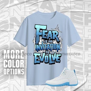 AJ 12 Melo Run Into Fear Blue White Color Shirt Match Sneaker, Bella Canvas Shirt
