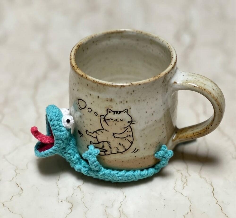 Tom Lizard Mug Rug Set Crochet Coaster Hoppers Pixar Movie, Funny