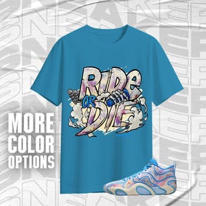 Tatum 3 Cloud 0 Ride Or Die Blue Pink Color Shirt Match Sneaker - Bella Canvas Shirt