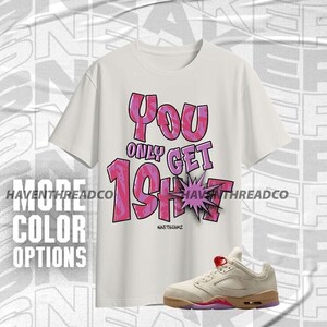 AJ 5 Low Peanut Butter Jelly One Shot Only Natural Purple Unisex T-Shirt Match Sneaker, Bella Canvas Shirt
