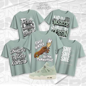 AJ 4 Seafoam Sail Mint Green Color Shirt Match Sneaker Collection, Jordan 4 Seafoam Matching Tee for Her, Bella Canvas Shirt