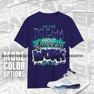 AJ 5 Grape Work For Dream Team Navy Purple White Color Shirt Match Sneaker, Bella Canvas Shirt
