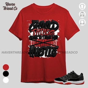 Camiseta unisex AJ 11 Low Bred Good Things en rojo, negro y blanco, sudadera con capucha y zapatillas a juego, camisa de lona Bella