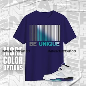 AJ 5 Grape Be Unique Team Navy Purple White Color Shirt Match Sneaker, Bella Canvas Shirt