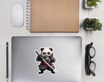 Cute Samurai Panda Vinyl Sticker | Water Bottle Sticker | Laptop Sticker