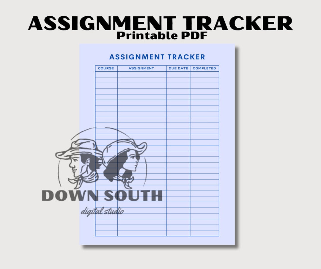 Printable Assignment Tracker | Customizable Color | PDF Download - Etsy