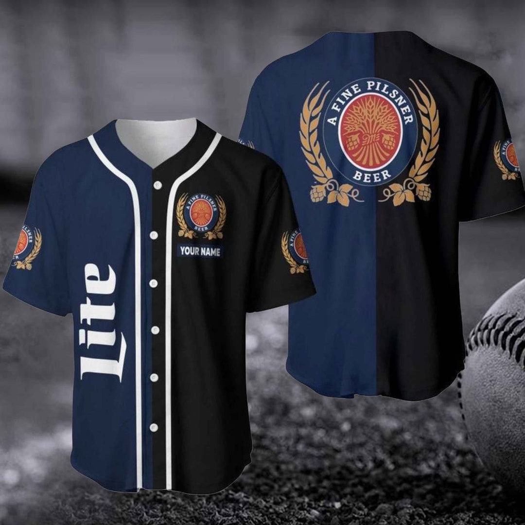 Miller Lite Baseball Jersey Beer Logo Button Down Shirt Etsy