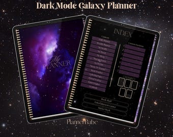 Dark Mode Galaxy Planner | Tages-, Wochen- und Monatsplaner | Undatiert | Mit Hyperlinks | Über 130 vorgeschnittene Themenaufkleber