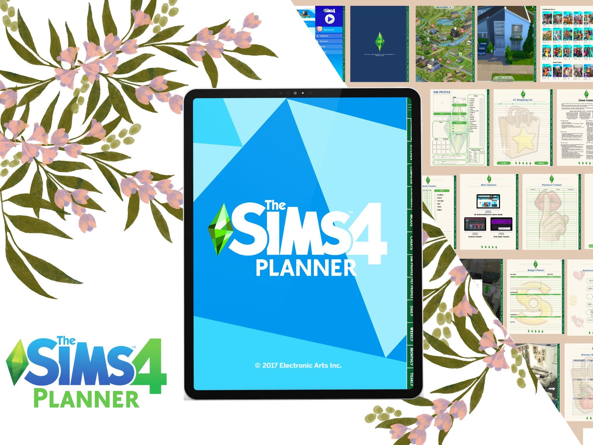 Unofficial Sims Planner | 2025 & 2026 Yearly View | Undated | Hyperlinked| Life Planning| Game Planning| 1900+ Pre-cropped Stickers