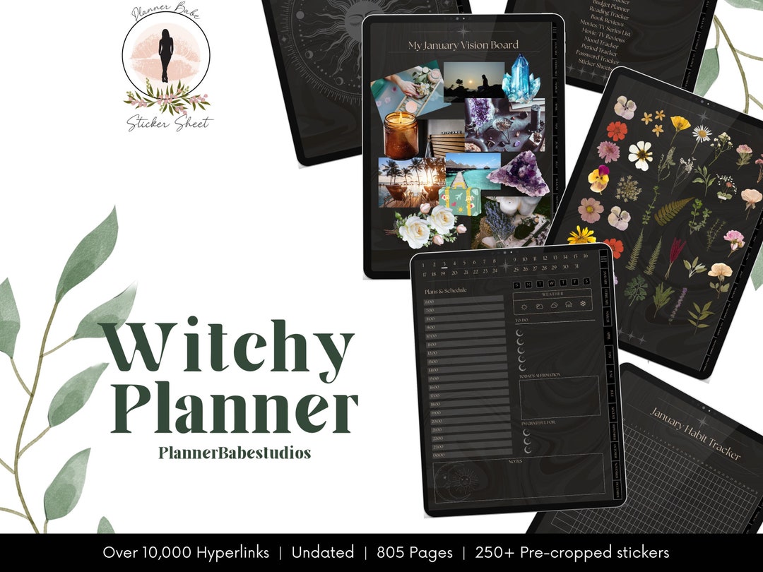 Witchy Digital Planner 2025 & 2026 Yearly View Daily Journal