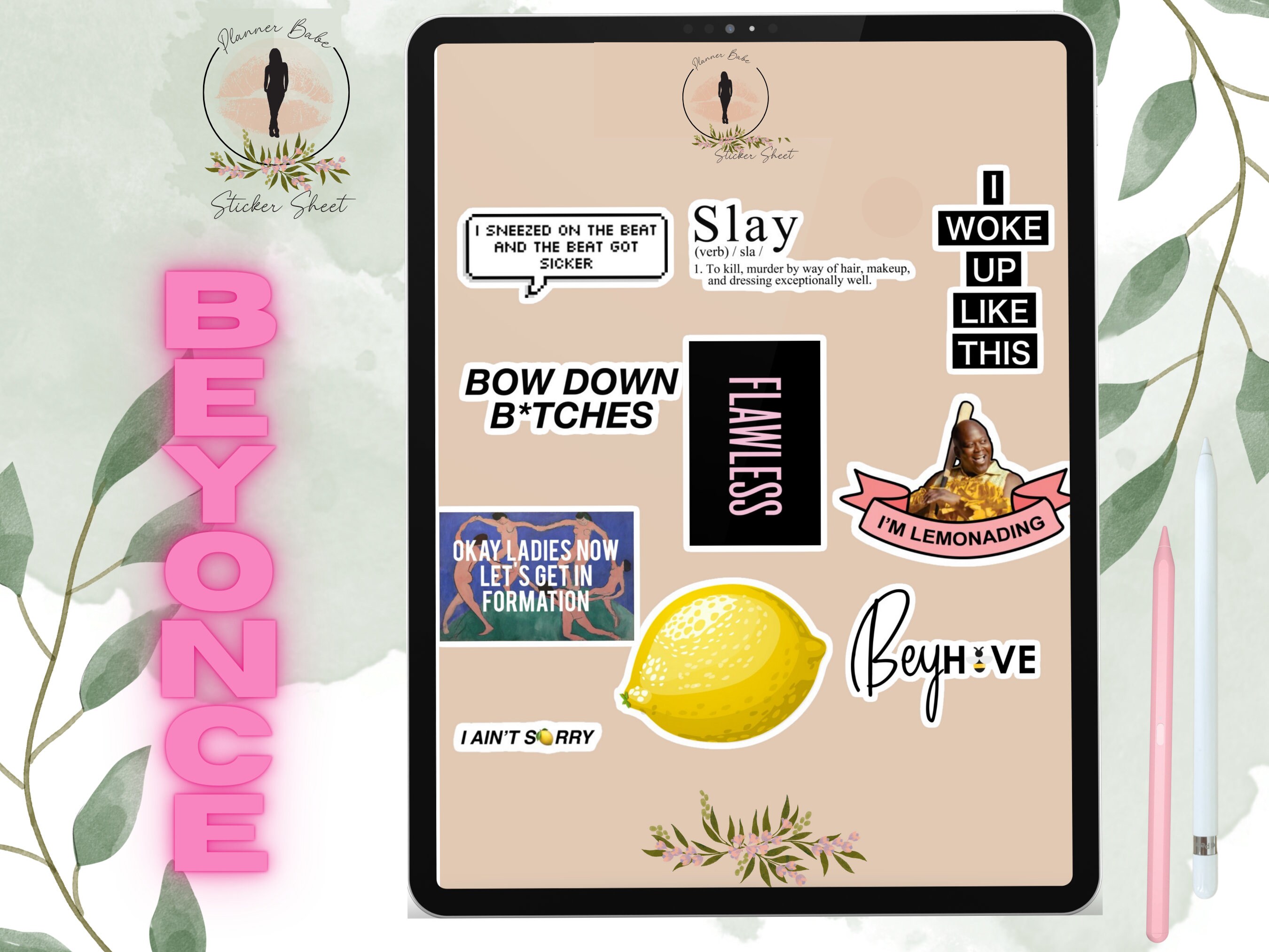Beyoncé flawless Digital Stickers - Etsy