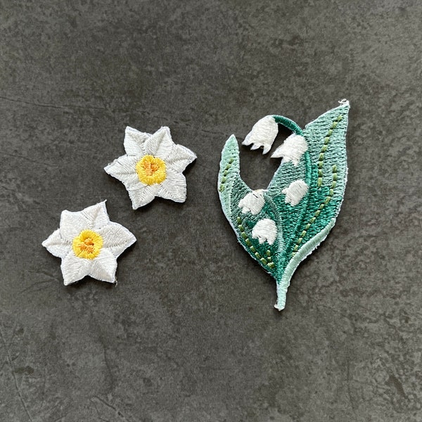 Lily of the Valley Patch, Narcissus Flower Iron-On Patch, Cool Patch, DIY Embroidery Decorative Patch, Cloth Backpack Badge Patch, Gift Idea