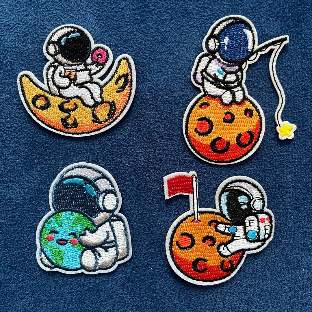 Astronaut Patch Cute Moon Earth Astronaut Iron-on Patch Cool - Etsy