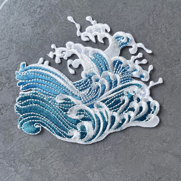 Sea Wave Patch, Ocean Wave Iron-On Patch, Cool Patch,  DIY Embroidery Decorative Patch, Street wear Patch, Backpack Patch, Sea Lover Gift