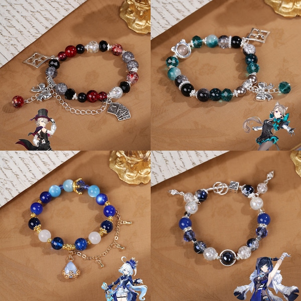 Handmade Genshin Impact Characters Bracelet, Cosplay Jewelry, Genshin Inspired Bracelets, Lyney, Lynette, Yelan, Furina