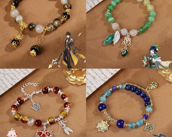 Handmade Genshin Impact Characters Bracelet, Cosplay Jewelry, Genshin Inspired Bracelets, Kaedehara Kazuha, Zhongli, Wanderer, Venti