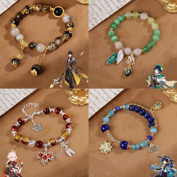 Handmade Genshin Impact Characters Bracelet, Cosplay Jewelry, Genshin Inspired Bracelets, Kaedehara Kazuha, Zhongli, Wanderer, Venti