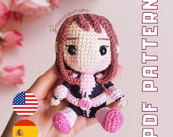 Amigurumipatroon: meisje in roze gehaakte pop (pdf-download)