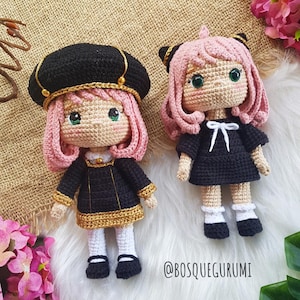2-in-1 Amigurumi Muster : Süßes rosahaariges Telepathen Mädchen Häkelpuppe ENGLISCH