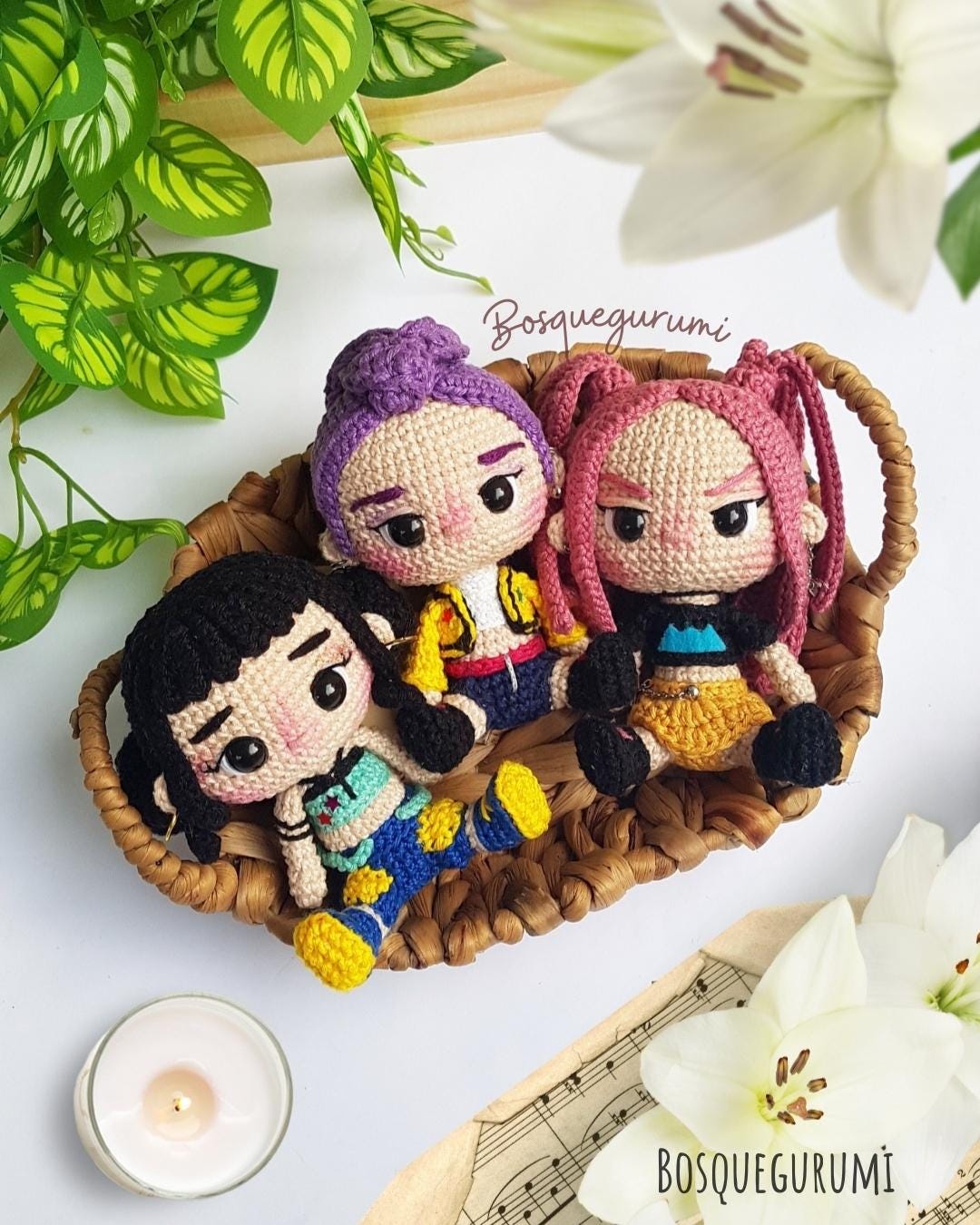 K-pop Group Amigurumi Pattern Bundle: Rumi, Mira, Zoey Crochet