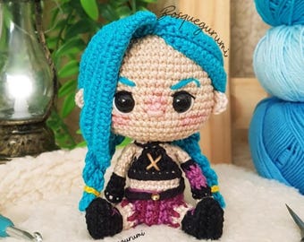 Amigurumi Pattern: Blue haired steampunk sister crochet doll | Amigurumi doll fanart | Jinx LOL PDF crochet pattern in ENGLISH