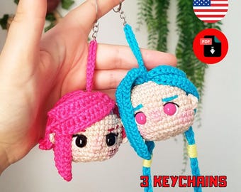 Steampunk Crochet Keychain Pattern Bundle: Fighter Sisters Amigurumi (PDF)
