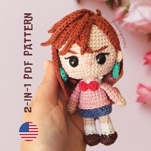 2-in-1 Amigurumi Pattern: Supernatural girl crochet doll [ENGLISH] Anime girl cute plush doll