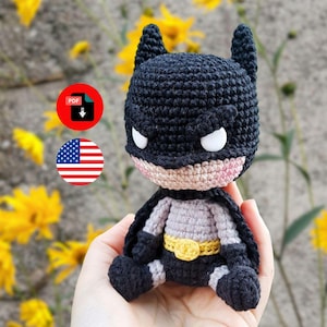Amigurumi Pattern: Hero in black crochet doll | MINIGURUMI crochet pattern in English