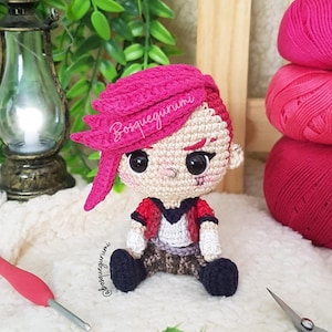 Amigurumi Pattern: Pink haired steampunk sister crochet doll | Amigurumi doll fanart | Vi LOL PDF crochet pattern in ENGLISH