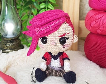Amigurumi Pattern: Pink haired steampunk sister crochet doll | Amigurumi doll fanart | Vi LOL PDF crochet pattern in ENGLISH