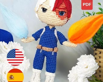 Amigurumi Anleitung für Halb weiß, halb rothaarige Junge gehäkelt Puppe (PDF Download)