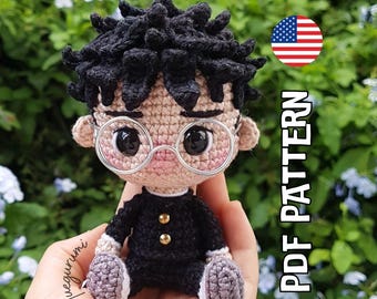 Junge mit Brille Puppe Häkelanleitung (PDF Download) Amigurumi Strickmuster in englischer Sprache