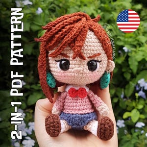 2-in-1 Amigurumi Pattern: Supernatural girl crochet doll [ENGLISH] Anime girl cute plush doll