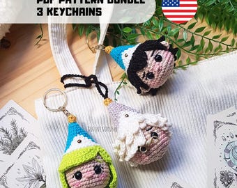 PACCHETTO: Portachiavi all'uncinetto per ragazze e ragazzi magici / Ciondoli per borse, modelli amigurumi