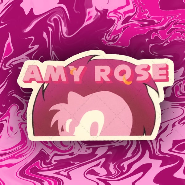 Sticker | "Amy Rose The Hedgehog Peeker" | Retro Gaming | Decal for Phone, Laptop, Etc | Personalize your Items | 2 x 3 Inch | Die-Cut