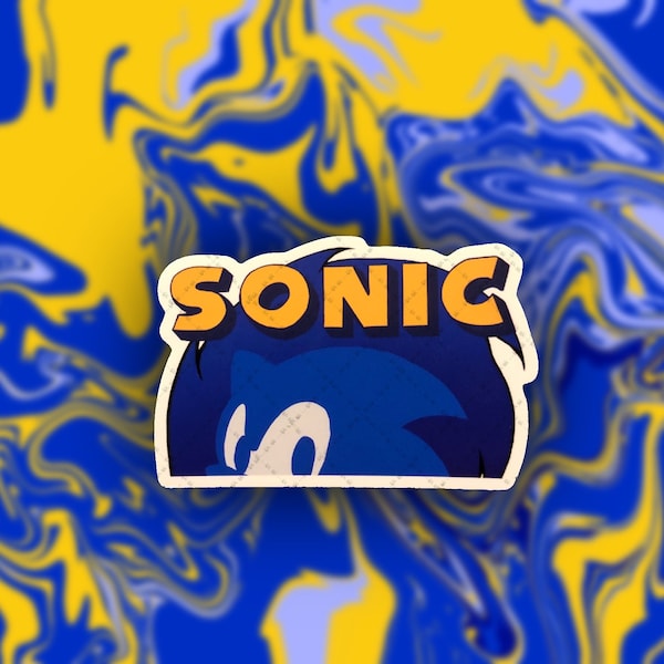 Sticker | "Sonic The Hedgehog Peeker" | Retro Gaming | Decal for Phone, Laptop, Etc | Personalize your Items | 3 Inch | Die-Cut