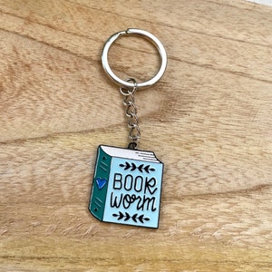 Keychain bookworm bookworm silver gift pendant accessory image 1