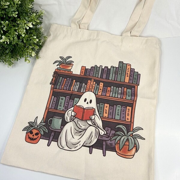 Stofftasche Halloween l Geist l Bücher l Jutebeutel - Geschenk l Accessoire