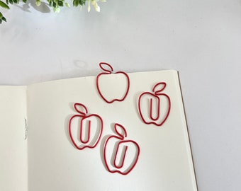 Paper clip apple red 4 pieces - clip l journaling l budget planner l fruit l red apple