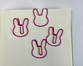 Paper clip rabbit magenta 4 pieces - clip l journaling l budget planner l office